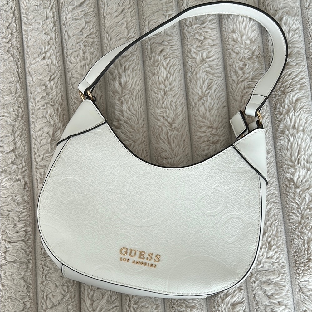 Guess White Hobo Bag with Metallic Branding